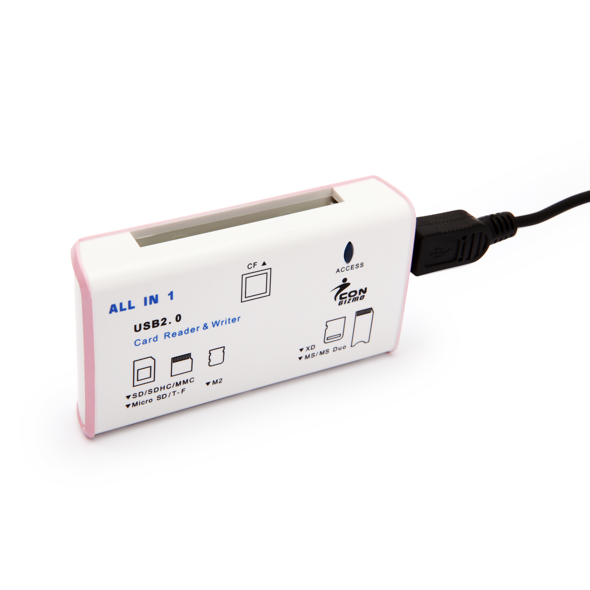 USB 2.0 All in 1 Card Reader IC810 สีขาว USB HUB, Card Reader, Two Share